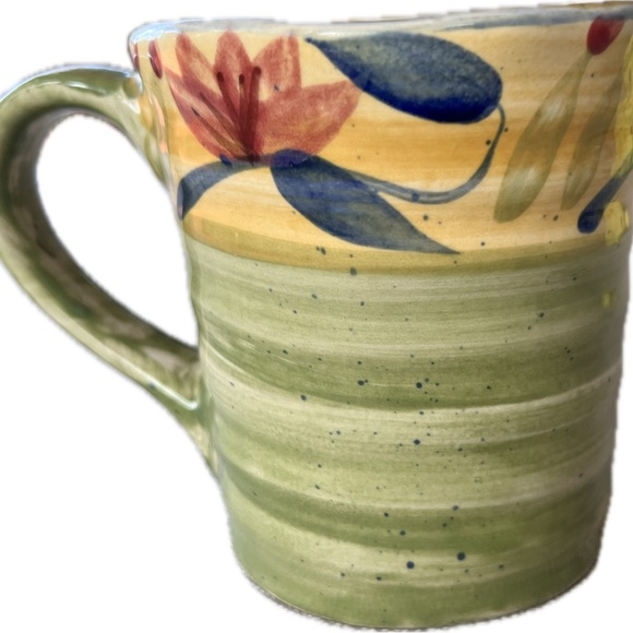 Pier 1 Handpainted Stoneware Mug 14 oz 4.5"×4" Elizabeth Discontinued Pattern - Picture 2 of 4